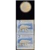 Image 4 : Canada, 2$ 2004 pair of 2$ Stamps and Proof 2$ .9999 Coin Set "The Proud Polar Bear" Limited Ed. in 