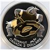 Canada, 2$ coin Nunavut 1999 8.83g Sterling .925 with selected Gold (Gilt) in Green Original Case fr