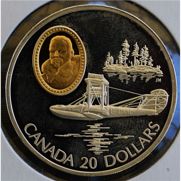 Canada, 20$ 1994 1st Series of Aviation Commemotarives "Curtiss HS-2L" Coin No. 9, 31.1g Sterling Si