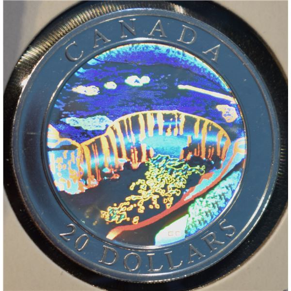 Canada, 20$ 2003 Natural Wonders Series "Hologram Niagara Falls" 1 Oz .9999 Proof U.H.Cameo No Box