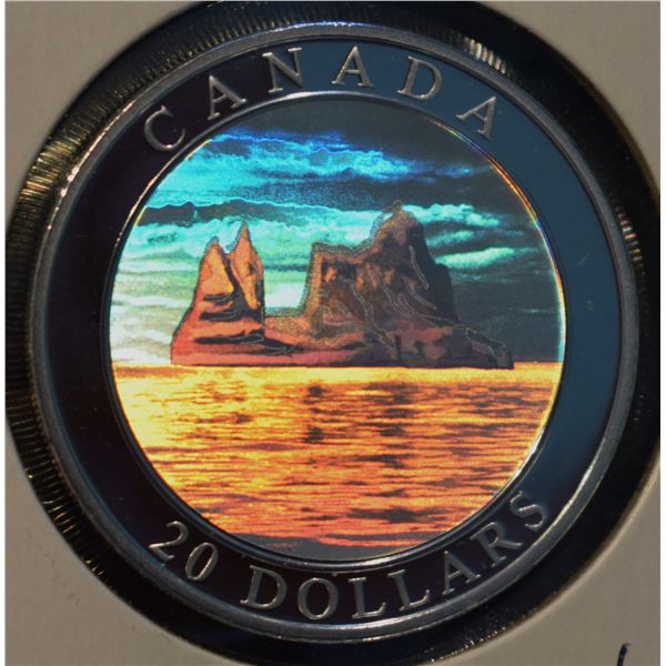 Canada, 20$ 2004 Natural Wonders Series "Icebergs Hologram" 1 Oz .9999 Proof U.H.Cameo No Box