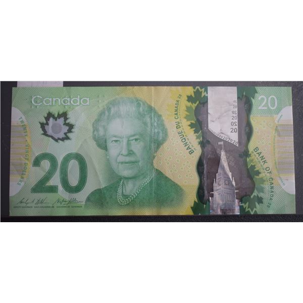 Canada, 20$ 2012 "4 Digits Radar" Serial # FYA1305031 BC-71b VF++ QEII