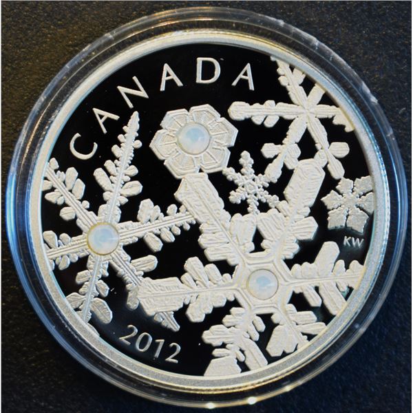 Canada, 20$ 2012 "Crystal Snowflake Series: Holiday Snowstorm" Swarovski .9999 1 Oz Proof U.H. Cameo