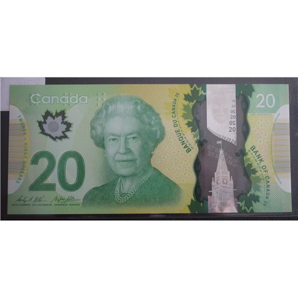 Canada, 20$ 2012 Repeater Serial # FYA1127112 Gem-UNC QEII