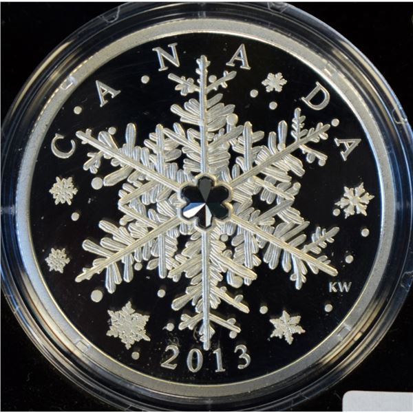 Canada, 20$ 2013 .9999 1 Oz, Proof, Winter Snowflake w/ Swarovski U. H. Cameo Original Packaging