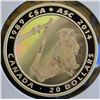 Canada, 20$ 2014 "25th Canadian Space Agency" Hologram" 1 Oz .9999 Proof U.H.Cameo No Box