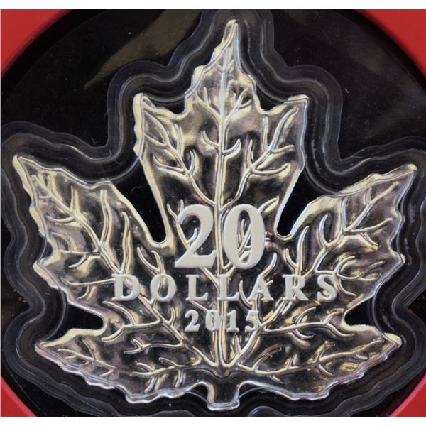 Canada, 20$ 2015 "The Canadian Maple Leaf" 1 Oz .9999 Custome Maple Leaf Shape In Original Box