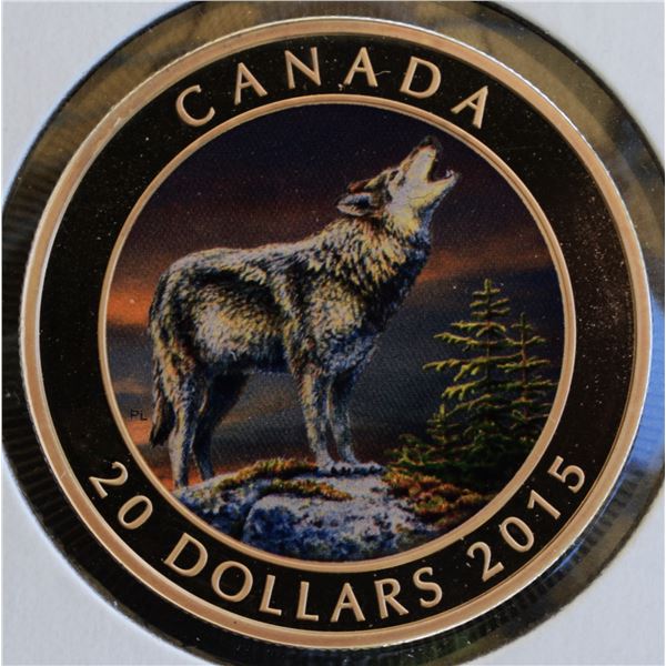 Canada, 20$ 2015 "The Wolf" 1 Oz .9999 Proof U.H.Cameo No Box