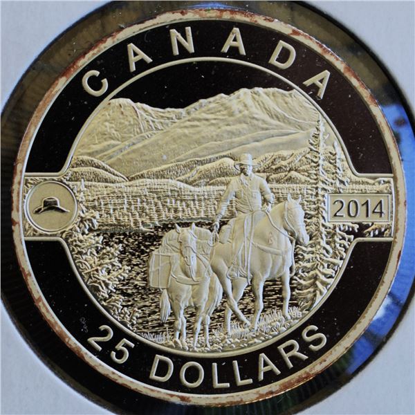 Canada, 25$ 2014 "Cowboy in the Canadian Rockies" 1 Oz .9999 Proof U.H.Cameo No Box