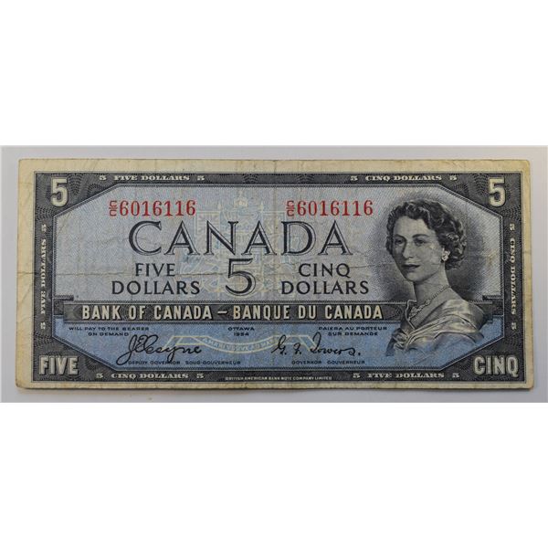 Canada, 5$ 1954 "Devil's Face" Changeover QEII BC-31a Nice F
