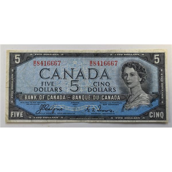 Canada, 5$ 1954 "Devil's Face" QEII BC-31a VF+