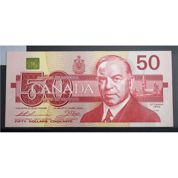 Canada, 50$ 1988 "Birds Series" BC-59a Serial # EHS3939064 Choice UNC++