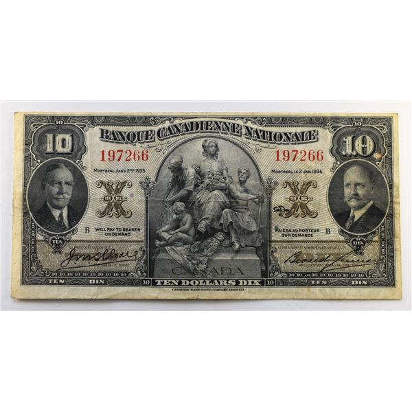 Canada, Banque Canadienne Nationale, 10$ 1935 85-14-04 VF+ Nice note Crispy