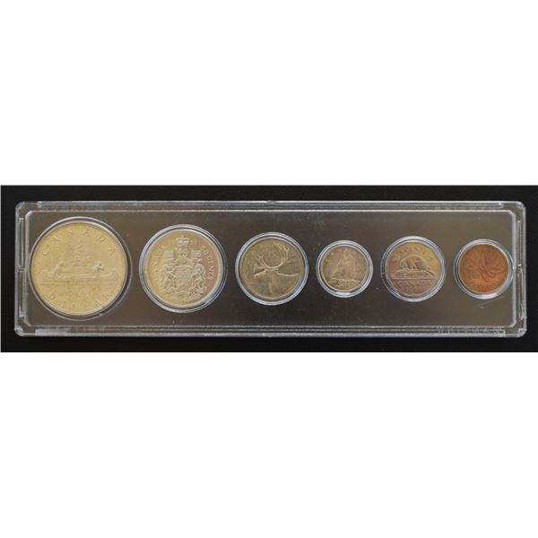 Canada, Display Holder Set, Year 1961 from Penny to Dollar Silver ASW Oz 1.1094 All Mint State