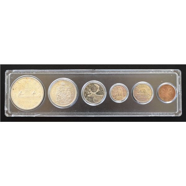 Canada, Display Holder Set, Year 1962 from Penny to Dollar Silver ASW Oz 1.1094 All Mint State+