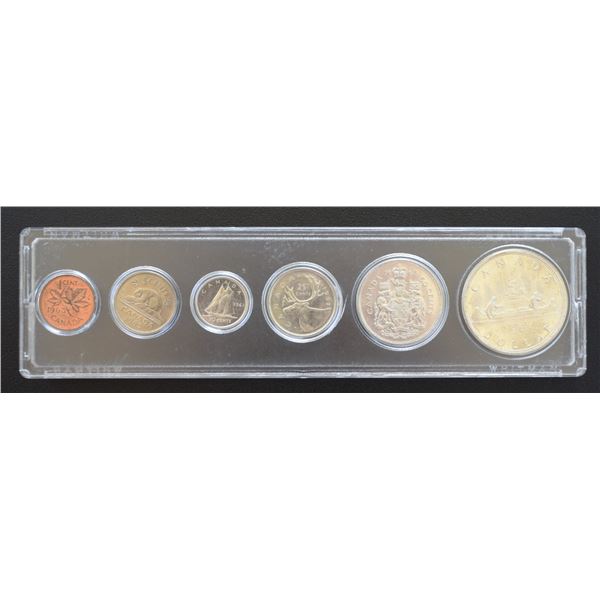Canada, Display Holder Set, Year 1963 from Penny to Dollar Silver ASW Oz 1.1094 All Mint State+
