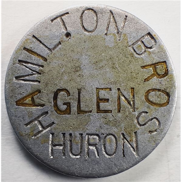 Canada, Glen Huron, Ontario (Simcoe County) HAMILTON BROS GLEN HURON / GOOD FOR 5c IN MERCHANDISE (a