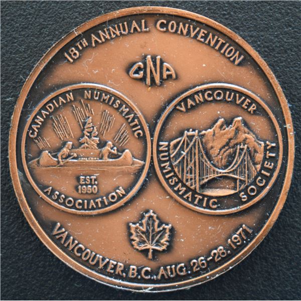 Canada, Medal "18th Annual Convention 1971" Cannadian Numismatic Association by Vancouver Numismatic