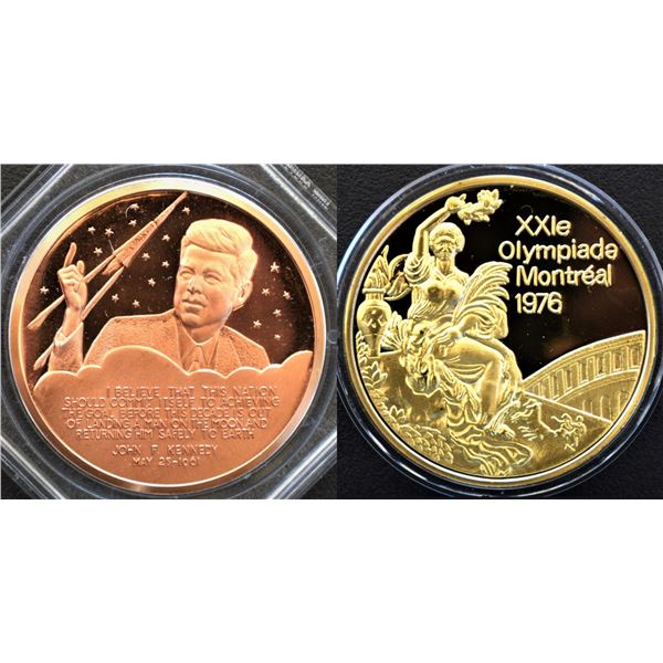 Canada, Medals John F. Kennedy "Man's 1st Lunar Landing" Apolo XI 1969 Copper Proof 39mm in Original