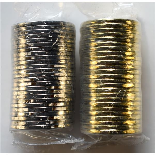 Canada, Mint Roll x 2 $1 2021 "Klondike" and $2 2023 "100th Riopelle" both Colored and Unopened Seal