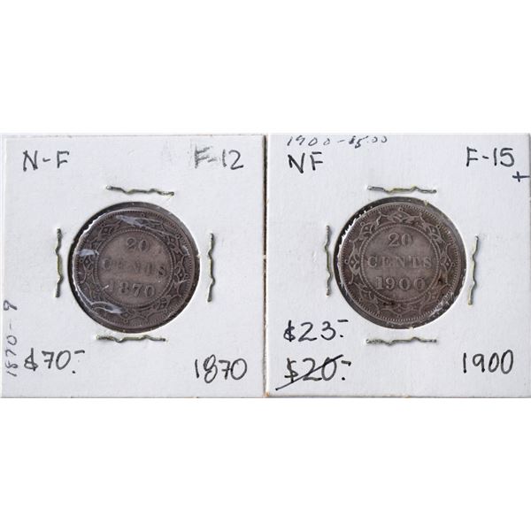 Canada, Newfoundland 0.20c Silver 1870 & 1900, Grade F or Better (2)