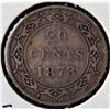 Image 2 : Canada, Newfoundland 0.20c Silver 1873 DD on "DL" in Newfoun"dl"and Grade F+