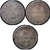 Canada, Newfoundland 0.20c Silver 1894(Obverse 2), 1896(Obv. 1) & 1912, Grade VG - F+ or Better (3)