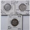 Image 1 : Canada, Newfoundland 0.20c Silver 1904-H and 0.25c 1917-C & 1919-C, Grade VG+ - F+ or Better (3)