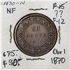 Image 3 : Canada, Newfoundland 0.50c Silver 1870 (Obverse 1) "First Date" Grade F or Better