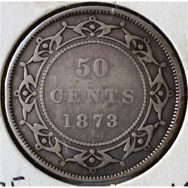 Canada, Newfoundland 0.50c Silver 1873 (Obverse 1) "Only 32k Struck" Grade VG or Better