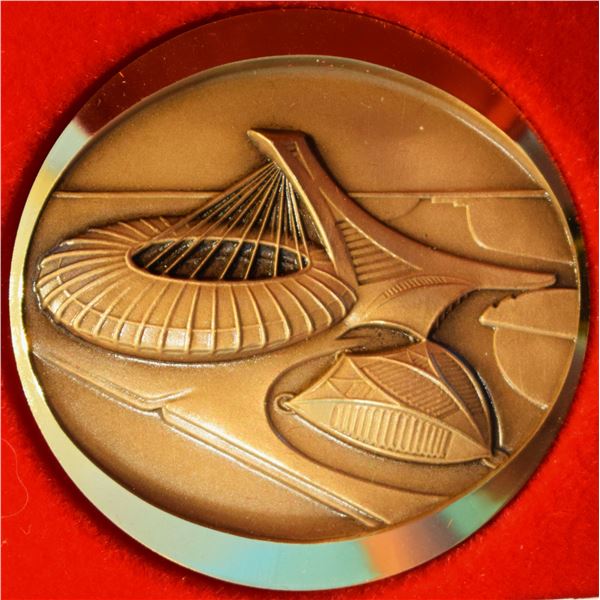 Canada, Official 1976 Olympic Games Medallion, 60g, 50mm Patinated Bronze in Red Velvet Presentation