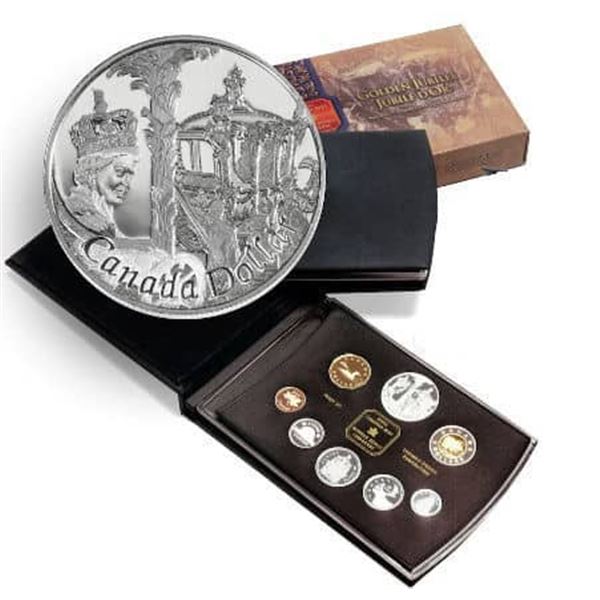 Canada, Set Proof UHC 2002 Golden Jubilee Toned, in Original Packaging Stonning Golden Patina.