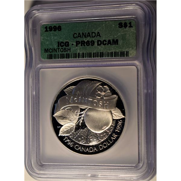 Canada, Silver Dollar 1992 McIntoch Certified by ICG PR69 UHC