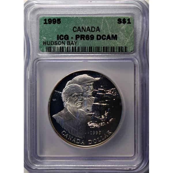 Canada, Silver Dollar 1995 Hudson Bay Certified by ICG PR69 UHC