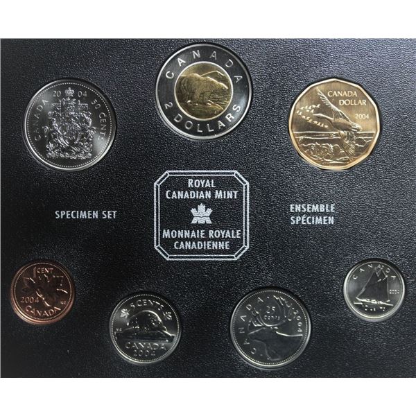 Canada, Specimen Set 2004P "Loon Canada Goose" Only the Display 7 coins, NO BOX