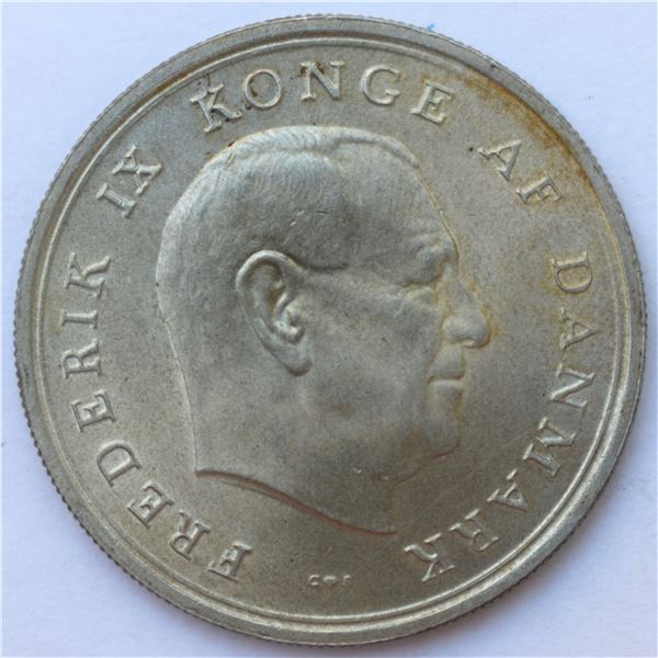 Denmark, 10 Kroner 1967 "Royal Wedding" KM #856 20.4g Siver MS+