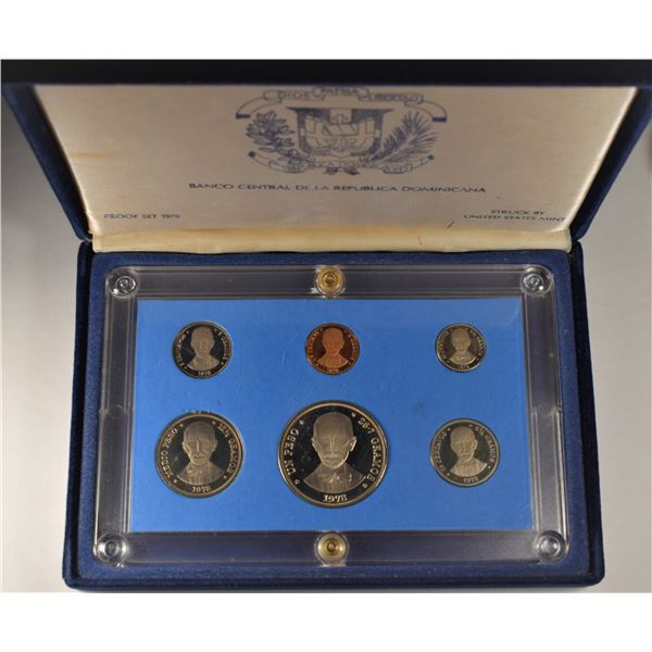 Domican Republic, Proof set From 0.01c to 1 Peso in Original Package presentation Minted in USA.