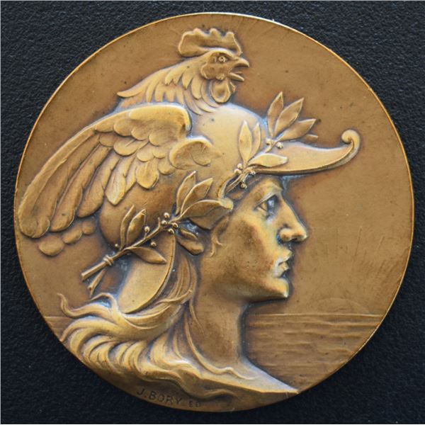 France Medal (Marianne) "Concours de Gymnastique Saint Denis" Juin 1909 by J. Bory Bonze MS Tonned