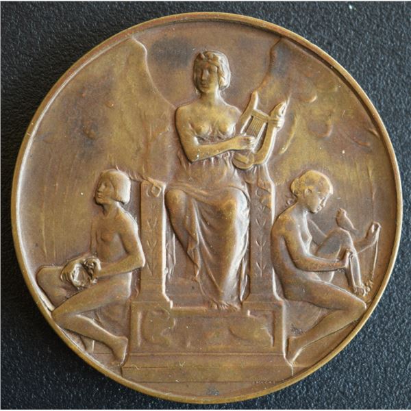 Germany, Empire Medal 1903 Frankfurt "2nd Contest Men`s Choirs" Seated Angel flanked by nude teenage