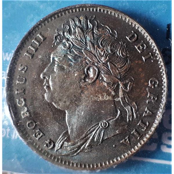 Great Britain, 1 Farthing 1822 (Brown-Bluish Patina) MS-64 "Stunning Coin" CCCS Certified