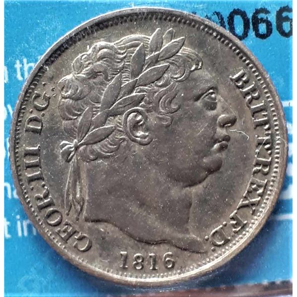 Great Britain, 6 Pence 1816 Sterling Silver George III Issued Coin MS-63 CCCS Certified