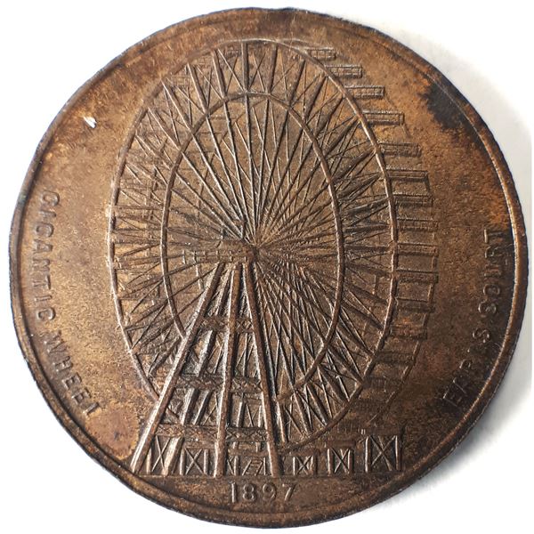 Great Britain, Souvenir of The Gigantic Wheel, Earls Court exhibition, 1897 copper 32mm, 10.95g Gruf