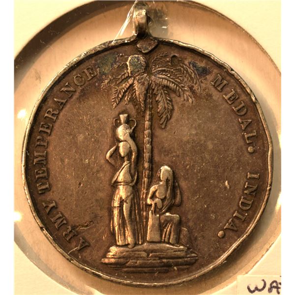 India, Army Temperance Asociation Medal (British Colonial) 1897 Siver 34mm 21g Very Scarce About XF
