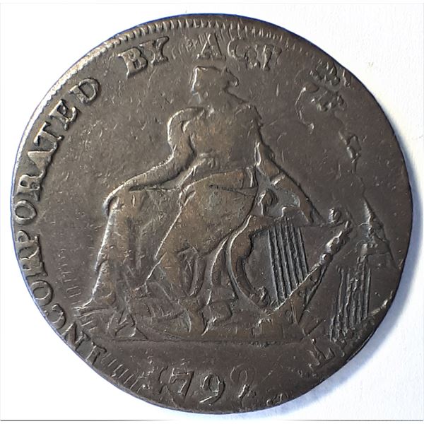 Ireland, Dublin ½ Penny Token 1792 "Camac Kyan and Camac" Copper, Monogram H M Co (Hibernian Mining 
