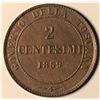 Italy - Tuscany, 2 Centesimi 1859 "2nd Provisional Gouvernment" Choice AU+ Brown Nice eye appeal