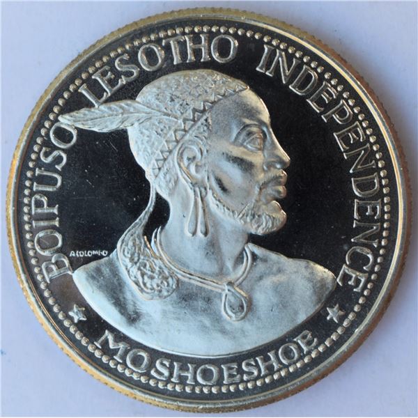 Lesotho, 50 Licente 1966 "Independence" KM #4.2 28.1g Silver 900/1000 Proof Ultra Heavy Cameo Mintag