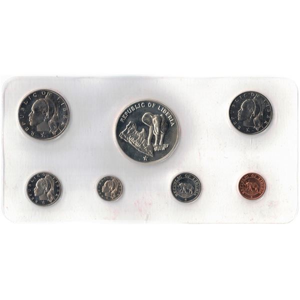 Liberia, Proof set 1974 from 1c to $5 (the $5 is 1 Oz all in original Presentation Box as issued (7)