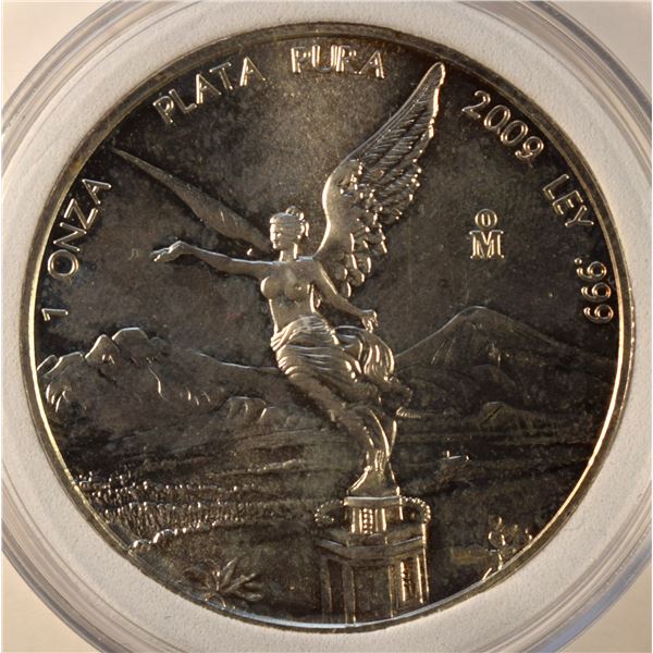 Mexico, 1 Oz "Libertad" 2009 Bullion .999 encapsulated Mint State Starting Golden Patina.