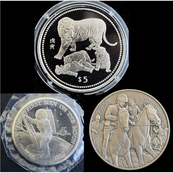 Miscellaneous 3 pieces, Marshal Islands, 5$ 1989(1969-) 1st Man on the Moon CuNi Proof Cameo Mint Se