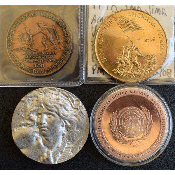 Miscellaneous 4 Medals lot, U.S.A. "preserving American Freedon" Veterans 1978 Brass BU / "20th Ann 